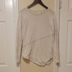 Prana Cream Asymmetrical Seamed Long Sleeve Tunic